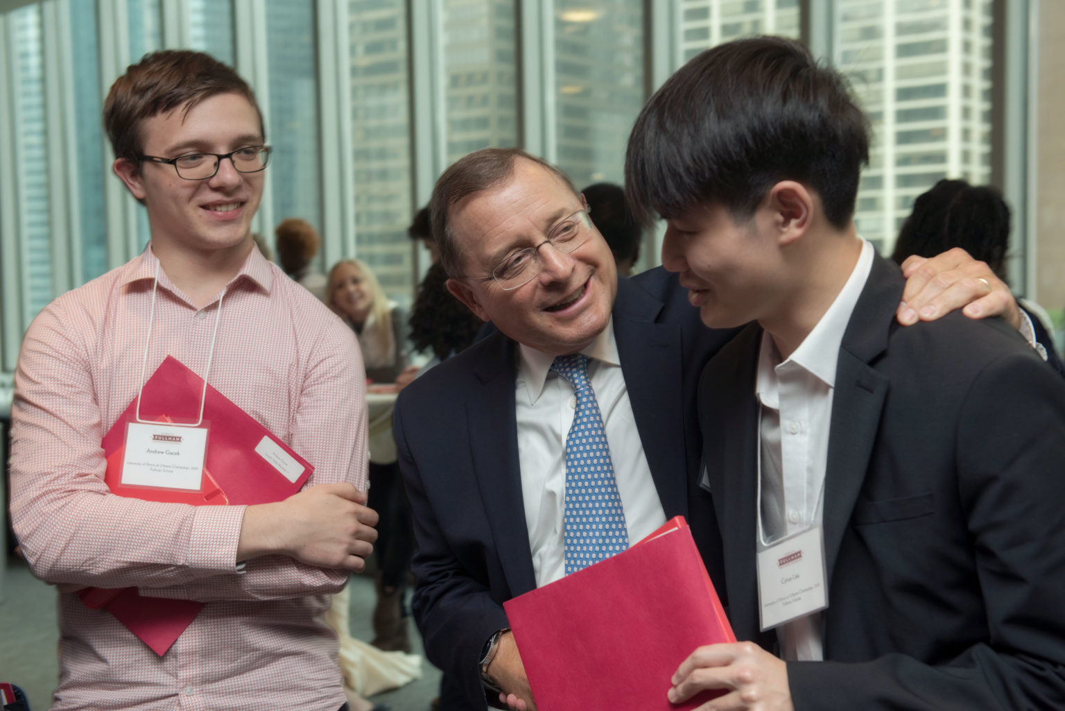 Marc Christman, board treasurer of the Pullman Foundation; and Cyrus Lau, Pullman Scholar, University of Illinois at Urbana-Champaign '21 at the annual Pullman Scholar Symposium