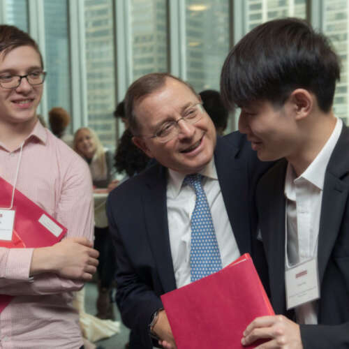 Marc Christman, board treasurer of the Pullman Foundation; and Cyrus Lau, Pullman Scholar, University of Illinois at Urbana-Champaign '21 at the annual Pullman Scholar Symposium